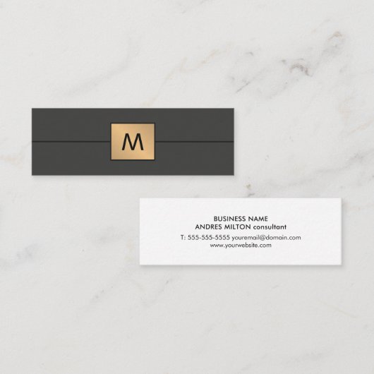 Modern Elegant Faux Gold Donk Monogram Mini Visitekaartje (Voorkant / Achterkant)