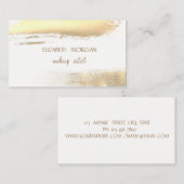 Modern Elegant Faux Gold Foil Brush Stroke, White Visitekaartje (Voorkant / Achterkant)