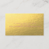 Modern Elegant Faux Gold, lipstick, Makeup Artist Visitekaartje (Achterkant)