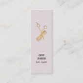 Modern Elegant Faux Gold Scissors Comb Mini Visitekaartje (Voorkant)