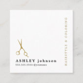 Modern Elegant Faux Gold Scissors Hairdresser Vierkante Visitekaartje (Voorkant)