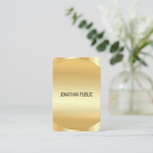 Modern Elegant Faux Gold Sjabloon Custom Luxury Visitekaartje (Staand voorkant)