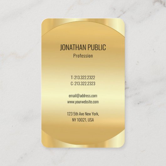 Modern Elegant Faux Gold Sjabloon Custom Luxury Visitekaartje (Achterkant)