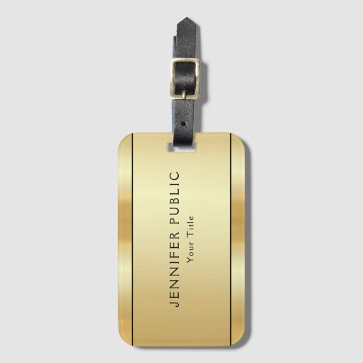 Modern Elegant Faux Gold Trendy Custom Sjabloon Bagagelabel (Voorkant (verticaal))