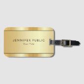 Modern Elegant Faux Gold Trendy Custom Sjabloon Bagagelabel (Voorkant (horizontaal))