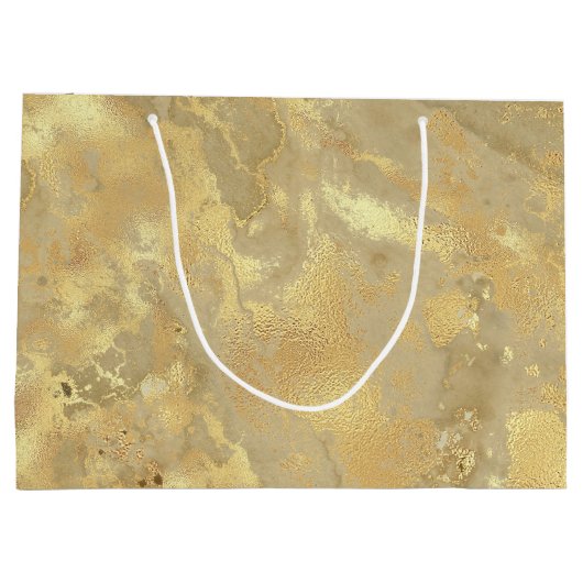Modern Elegant Faux Gold Waterverf Marble Pattern Groot Cadeauzakje (Achterkant)