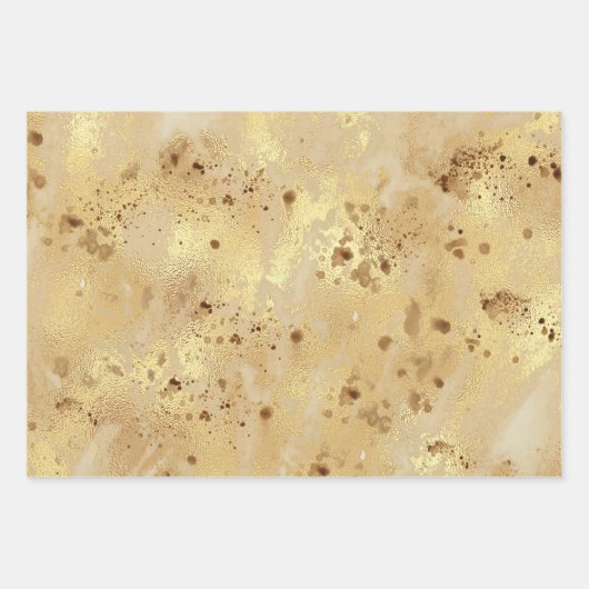 Modern Elegant Faux Gold Waterverf Marble Pattern Inpakpapier Vel (Voorkant 2)