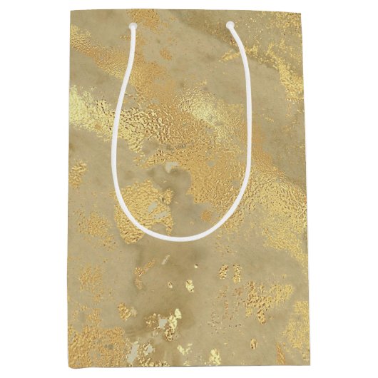 Modern Elegant Faux Gold Waterverf Marble Pattern Medium Cadeauzakje (Voorkant)