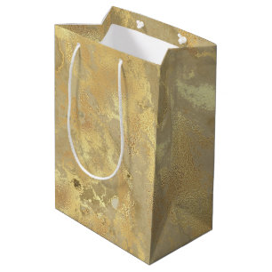 Modern Elegant Faux Gold Waterverf Marble Pattern Medium Cadeauzakje