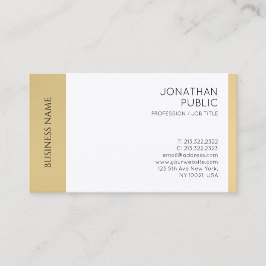 Modern Elegant Faux Gold White Professional Visitekaartje (Voorkant)