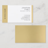 Modern Elegant Faux Gold White Professional Visitekaartje (Voorkant / Achterkant)
