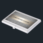 Modern Elegant Faux Metal Consultant Visitekaarthouder<br><div class="desc">Moderne aanpasbare houder van visitekaartje met faux metal stripe en background. Elegant ontwerp,  ideaal voor consultants,  architecten of professionals in de bouwsector.</div>