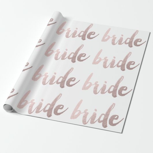 modern elegant faux roos gold " bride " cadeaupapier (Uitgerold)