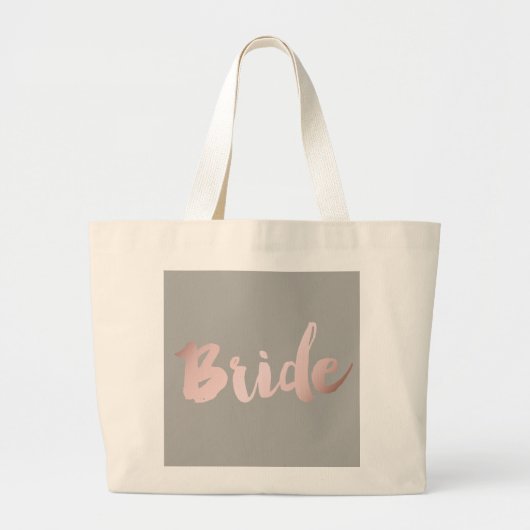 modern elegant faux roos gold " bride " grote tote bag (Voorkant)