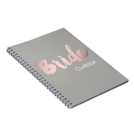 modern elegant faux roos gold " bride " notitieboek (Rechterzijde)