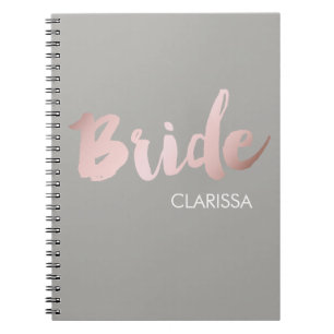 modern elegant faux roos gold " bride " notitieboek