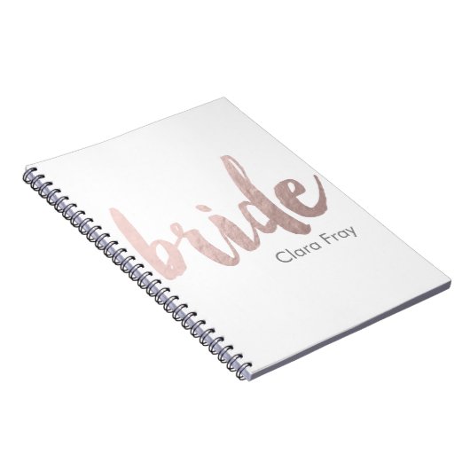modern elegant faux roos gold " bride " notitieboek (Rechterzijde)