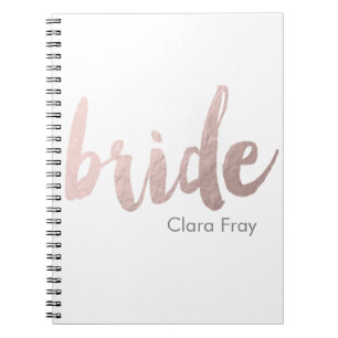 modern elegant faux roos gold " bride " notitieboek