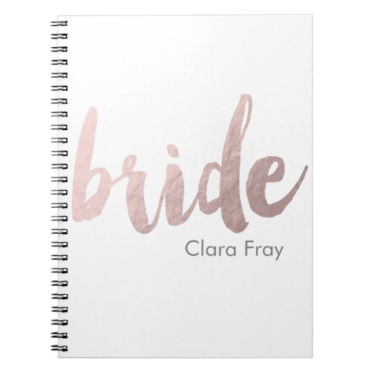 modern elegant faux roos gold " bride " notitieboek (Voorkant)