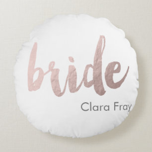 modern elegant faux roos gold " bride " rond kussen