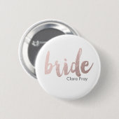 modern elegant faux roos gold " bride " ronde button 5,7 cm (Voorkant /achterkant)