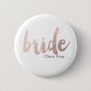 modern elegant faux roos gold " bride " ronde button 5,7 cm