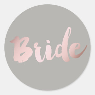 modern elegant faux roos gold " bride " ronde sticker