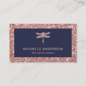 Modern Elegant Faux Roos Gouden Glitter Dragonfly Visitekaartje (Voorkant)