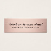 Modern Elegant Faux Rose Gold Salon Mini Visitekaartjes (Voorkant)