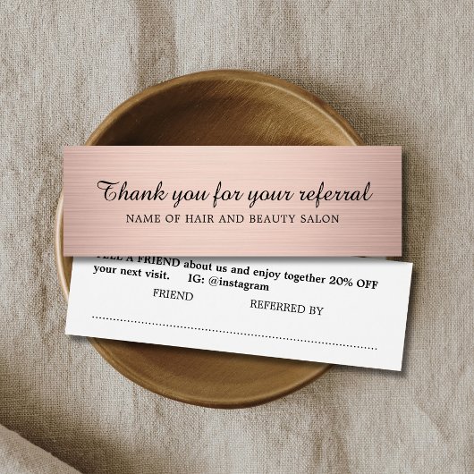 Modern Elegant Faux Rose Gold Salon Mini Visitekaartjes