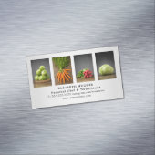 Modern Elegant Faux Silver Vegetable Catering Chef Visitekaartje Magneet (Voorbeeld)