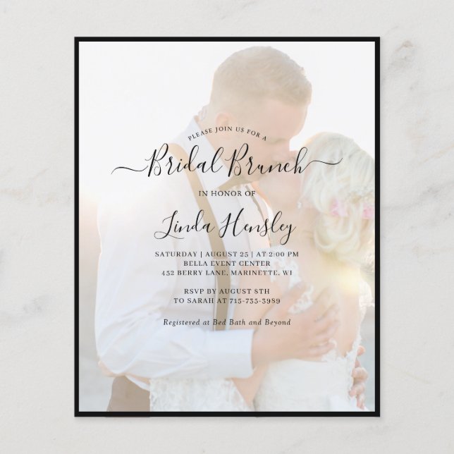 Modern Elegant Faux Vellum Bridal brunch invitatio (Voorkant)