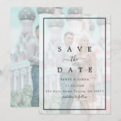 Modern Elegant Faux Vellum Effect Photo Wedding Save The Date (Voorkant / Achterkant)