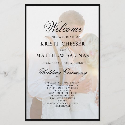 Modern Elegant Faux Vellum Overlay Photo Programme (Voorkant)