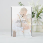 Modern Elegant Faux Vellum Overlay Photo Rsvp Card (Staand voorkant)