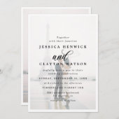 Modern Elegant Faux Vellum Photo Overlay Wedding Kaart (Voorkant / Achterkant)