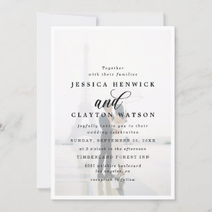 Modern Elegant Faux Vellum Photo Overlay Wedding Kaart