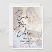 Modern Elegant Faux Vellum Photo Wedding Save The Date (Voorkant)