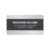 Modern Elegant Faux Zilver Grijs Wit Etiket (Voorkant)