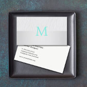 Modern Elegant Faux Zilver Turquoise Monogram Visitekaartje
