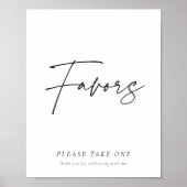 Modern Elegant Favors Sign Vrijgezellenfeest Poster (Voorkant)