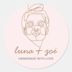 Modern Elegant Feminine Blush Pink Boho Ronde Sticker