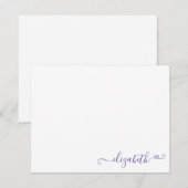 Modern Elegant Feminine Paars Violet Heart Notitiekaartje (Voorkant / Achterkant)