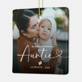 Modern Elegant First Christmas As Auntie Photo Cer Keramisch Ornament (Links)