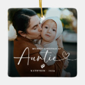 Modern Elegant First Christmas As Auntie Photo Cer Keramisch Ornament (Voorkant)