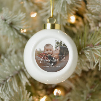 Modern Elegant First Christmas As Auntie Photo Keramische Bal Ornament