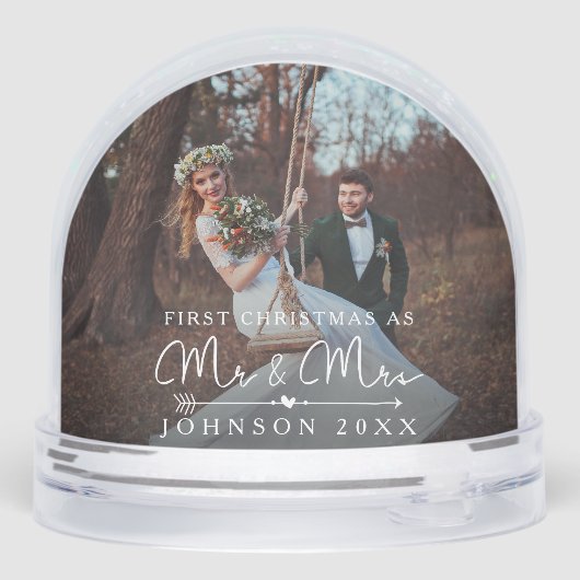 Modern Elegant First Married Sneeuwbol (Achterkant)