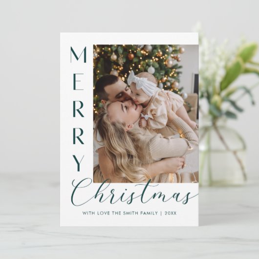 Modern Elegant Five Photo Collage Christmas Feestdagenkaart (Staand voorkant)