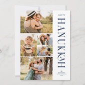 Modern Elegant Five Photo Collage Hanukkah Feestdagenkaart (Voorkant)