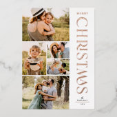 Modern Elegant Five Photo Collage Kerstmis Folie Feestdagenkaart (Voorkant)